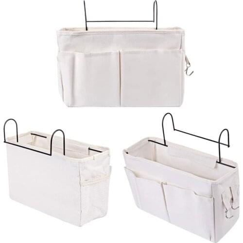 Up and down cloth storage bag With Metal Hooks Bedroom bedside storage artifact Crib bedroom Storage bag storage basket