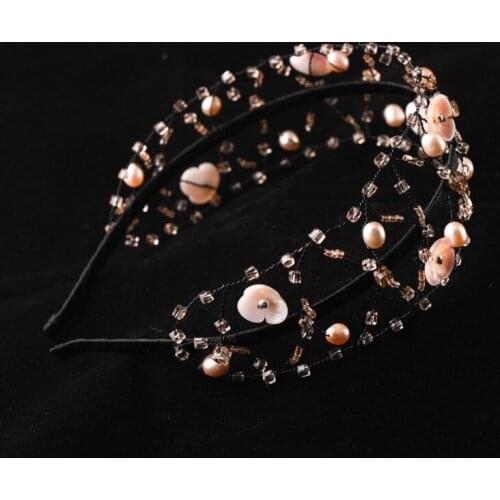 Custom Luxury Custom Shell Flowers Freshwater Pearl Headband Hair Net Hairpin Headband Special