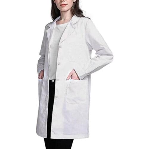 68UA Womens Single Breasted Lab Coat Doctor Blouse Student Scientific Nurse Cosplay Notched Lapel Collar Jacket with