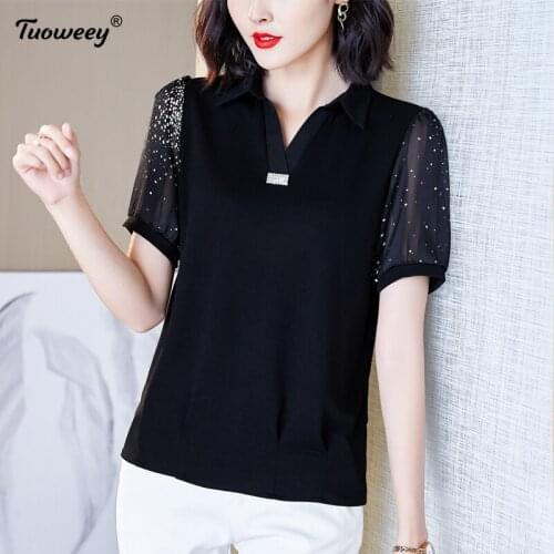 Short Sleeve summer style Floral Print Chiffon Shirt Female V-neck Large Size Loose ruffle casual Thin Blouse Women Spring