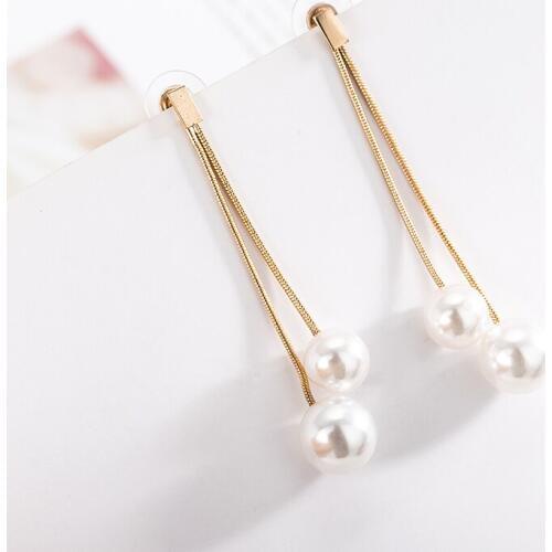 Simple gold Color pear Wedding Long Drop Earrings 2019 Teardrop Korean Dangle Earrings for Women E552