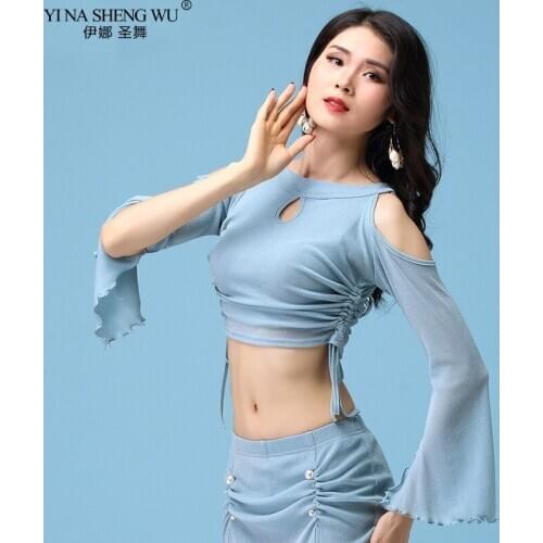 Belly dance Custones Practice Tops Shirt for Women Sexy Mesh Top Bellydance Indian Practice Clothes Dancer Wear Accessories New