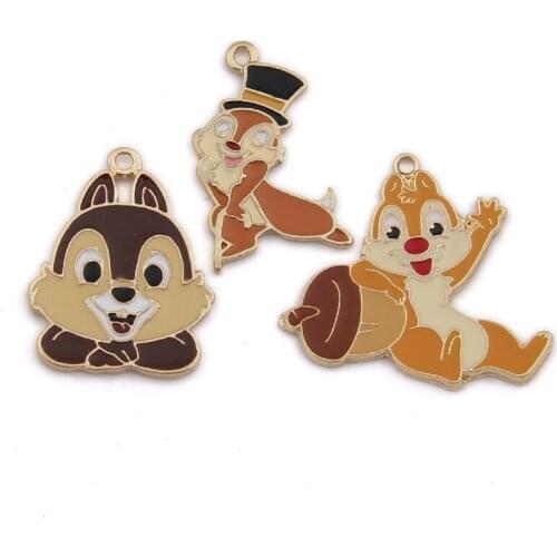 10pcs /lot Zinc Alloy Mini Cartoon Enamel Charms Squirrel Charms For DIY Fashion Jewelry Earrings Making Accessories