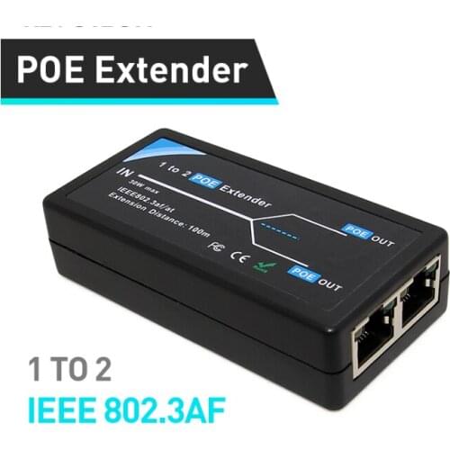 2 Port POE Extender 100Mbps with IEEE 802.3af Standard for NVR IP Camera AP IP VOICE POE Extend 100 meters for POE range