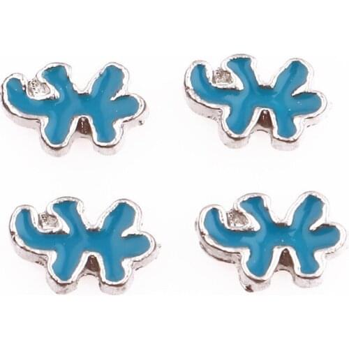 20Pcs/Lot Blue Oil Alloy Floating Charms Hand-made DIY for Glass Lockets