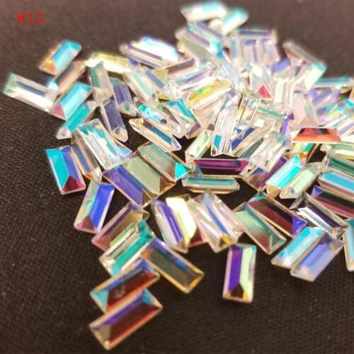50 pcs Crystal Rhinestone AB Color Pointed Back Cut 4x6/4X8 mm Crystal 24 Sizes- Shape AB Color Crystal,for Nail Art Accessories