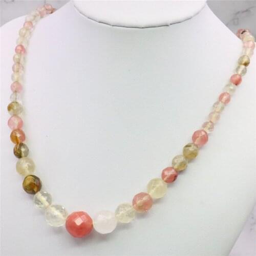 6-14mm New Fashion Faceted Watermelon Tourmaline Chalcedony Jewelry Round Beads Necklace Natural Stone 18"BV396 Wholesale Price