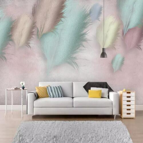 Customized large mural wallpaper 3D Nordic style fresh fashion feather modern minimalist abstract background wall