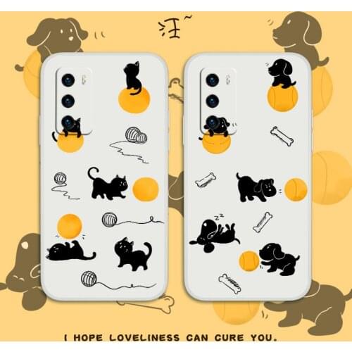 Kind Puppy Phone Case For Huawei P40 P40Lite P30 P20 Mate 40 40Pro 30 20 Pro Lite P Smart 2021 Y7a Liquid Silicone Cover