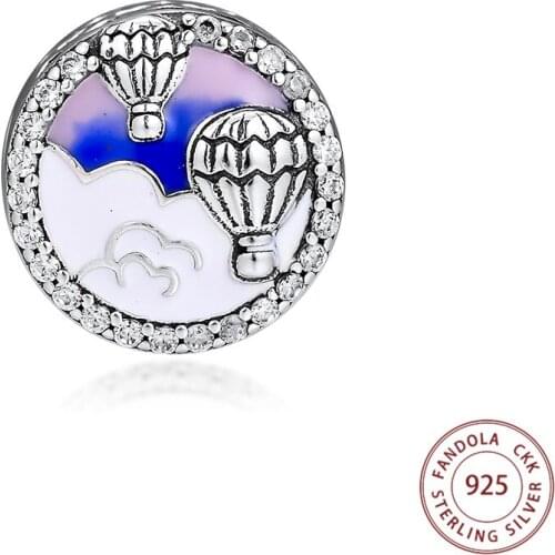 CKK Authentic 925 Sterling Silver Hot Air Balloon Trip Charms Beads Fits Pandora Bracelets DIY Jewelry Making Bijoux Wholesale
