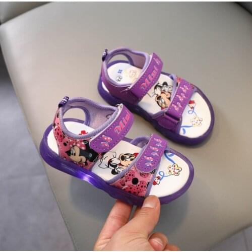 Disney childrens cartoon Minnie Mickey boys and girls baby non-slip soft bottom sandals beach shoes sandals slippers light shoe