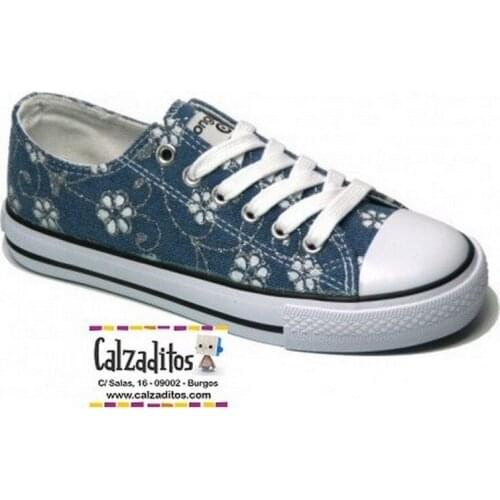 Conguitos canvas sneakers in blue denim with laces