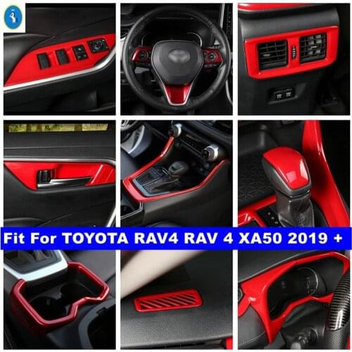 Accessories Door Bowl / Gear Panel / Dashboard Air AC / Water Cup Holder Cover Trim For TOYOTA RAV4 RAV 4 XA50 2019 - 2021 Red