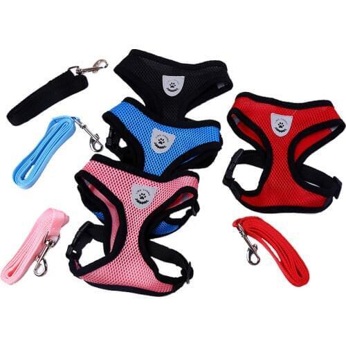 Dog Harness And Leash Set Mesh Pet Dog Accessories Puppy Dogs Cat Harness Vest Pet Supplies Chihuahua Yorkshire Terrier Pitbull