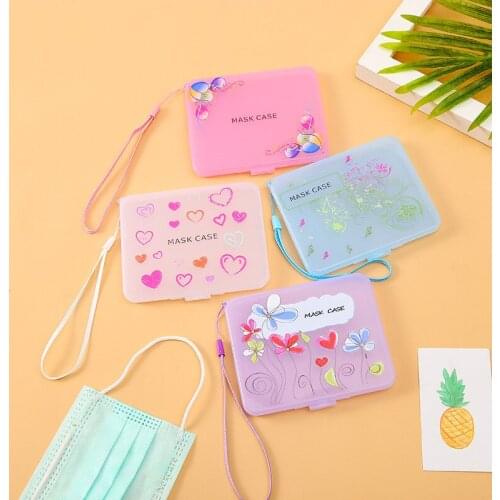 Colorful Mask Storage Box Love Plastic Mask Storage Box New Student Dustproof And Waterproof Mask Portable Storage Box