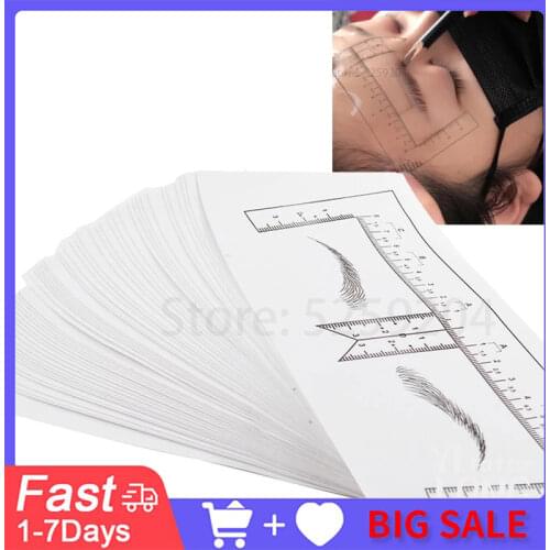 200pcs Disposable Eyebrow Ruler Sticker Semi Permanent Eyebrow Ruler Eye Brow Measure Tool Microblading Calliper Stencil Makeup