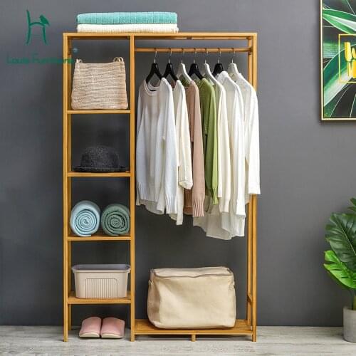 Louis Fashion Simple Solid Wood Wardrobe Rack Economic Hanger