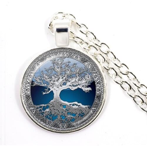 Tree Of Life Glass Cabochon Statement Necklace & Pendant Jewelry Fashion Charm Chain Choker Jewelry for Women Gift
