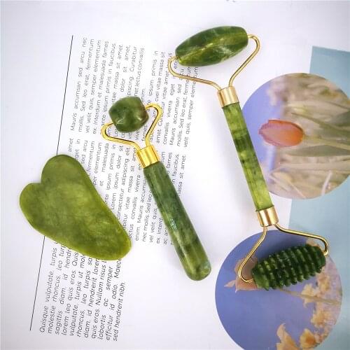 Natural Jade Roller Massager for Face Roller Gua Sha Jade Stone Face Massager Anti-wrinkle Lift Facial Beauty Skin Care Tools