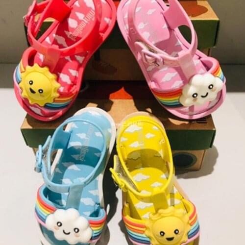 New Fashion 2021 Girls Summer Sandals Rainbow Mini melissa Jelly Shoes Children Cloudy Sun Cute Beach Shoes Kids Sandals MN050