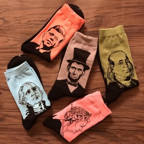 Peonfly Colorful Mens Combed Cotton Socks with Oil Painting Streetwear Style