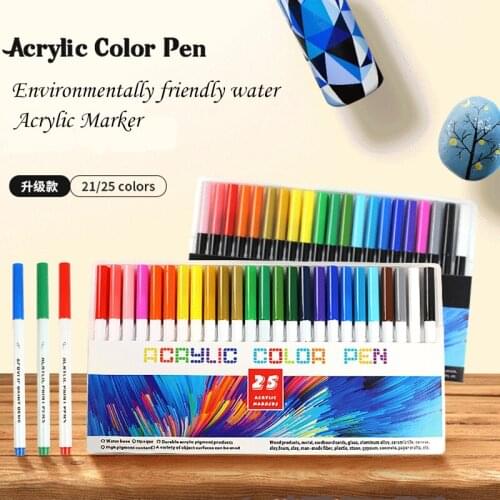 21/25 Color Permanent Acrylic Paint Marker Pens for Fabric Canvas , Art Rock Painting, Card Making, Metal and Ceramics, Glass