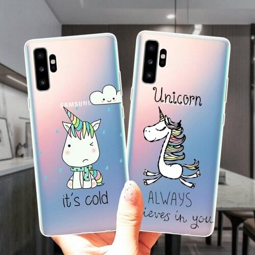 Cute Cartoon Cold Unicorn Horse Clear Silicone Case Cover For Samsung M51 M31 M11 M21 M30S M10 M20 M40 NOTE 20 Ultra 10 Pro 9 8
