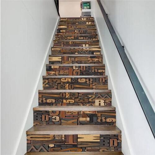 PVC wallpaper alphabet wall simple 13 pieces of DIY stair stickers, step stickers wall stickers