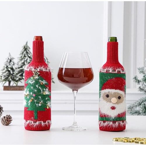 Christmas Sweater Wine Bottle Festive Vibrant Color 3D Cute Christmas Party Decorations Wine Bottle Sweater for Gathering