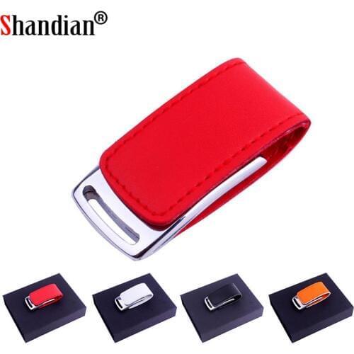 SHANDIAN creative Shell leather wrist USB+box 4GB 8GB 16GB 32GB 64GB keychain Pendrive 64GB flash Memory stick Pen Drive