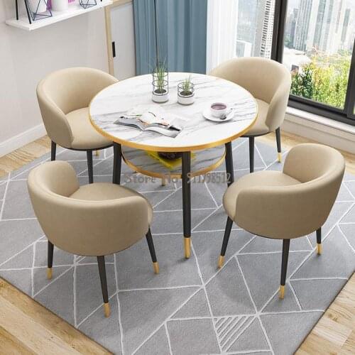 Nordic minimalist style negotiation table and chair combination home leisure design dining chair U-shaped comfortable makeup bac