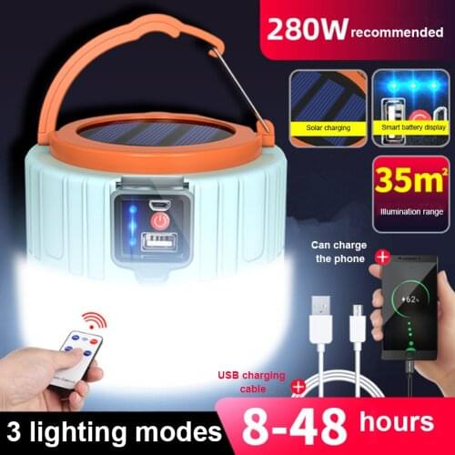 Solar LED Camping Light USB Rechargeable Bulb For Outdoor Tent Lamp Portable Lanterns Emergency Lights For BBQ Hiking