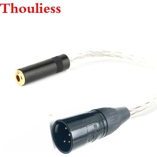 Thouliess 4Pin XLR Male Balanced to 3.5mm Female 7nOCC Silver Plated Audio Adapter Cable 3.5mm to XLR Balance Headphone Cable
