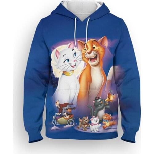 The Aristocats Sweatshirt Women Spring Cartoon Anime Mens Oversize Hoodie Disney 3D Print Harajuku Children Clothes