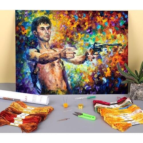 Robert De Niro Printed Water-Soluble Canvas 11CT Cross-Stitch DIY Embroidery Patterns DMC Threads Needlework Craft Magic