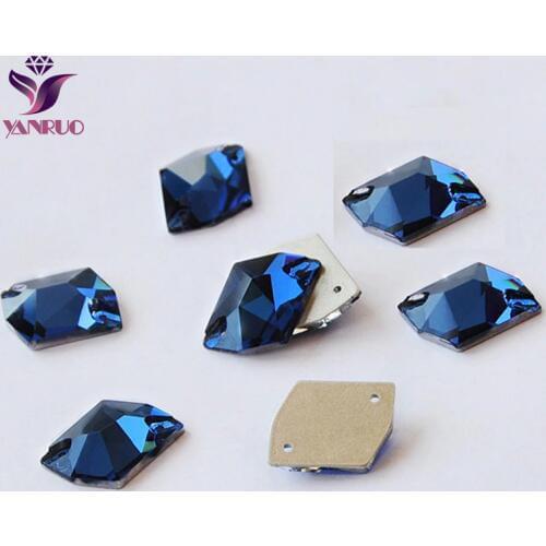 YANRUO 3265 Cosmic Sapphire Crystal Rhinestones Sew on Beads Glass Crystals Stone Sewing Dress Shoes