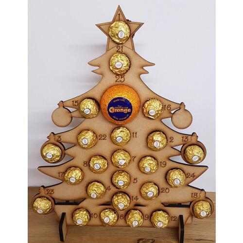 Handmade Wooden Christmas Advent Calendar Hollow Out Countdown Christmas Tree Elk Chocolate Stand Holder Home Decor 1PC