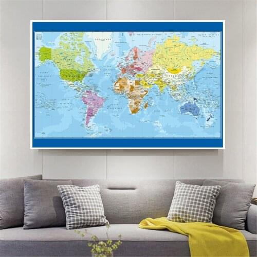 150*100cm The World Political Map In French Wall Art Poster Non-woven Canvas Print Home Decor Children School Supplies