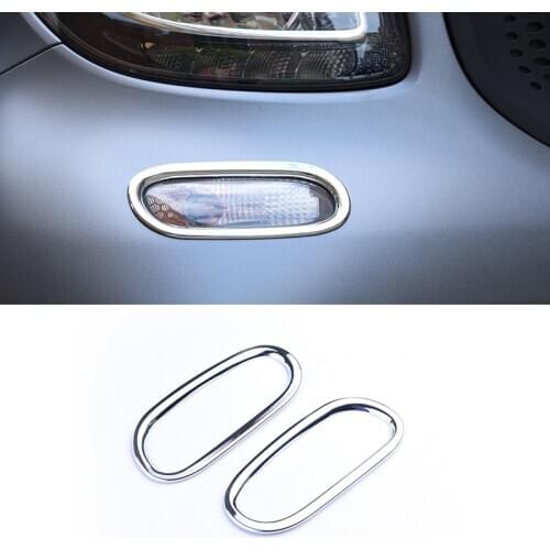 2 Pcs Front Turn Signal Lndicator Lamp Protective cover For Mercedes New Smart 453 Fortwo Chromed ABS stickers Accessories