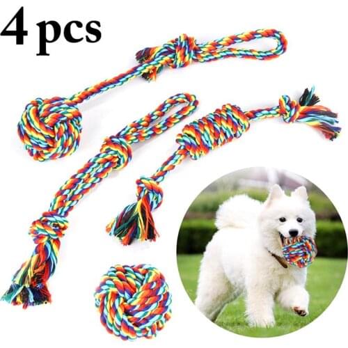 4pcs/set Dog Rope Toys Creative Cotton Pet Rope Toy Pet Bite Resistant Rope Pet Teething Toy Pet Supplies Dog Favors