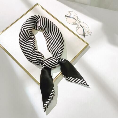 Aurdolf 2020 new scarf women printed silk square foulard ladys neck hair scarf fashion design stripe kerchief girl hair scarves