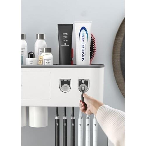 Toothbrush Holder Automatic Toothpaste Squeezer Dispenser Inverted Toothbrush Shelf Bathroom Accessories