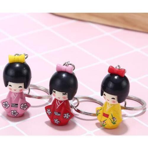 20pcs Creative cute cartoon Japanese kimono doll doll keychain