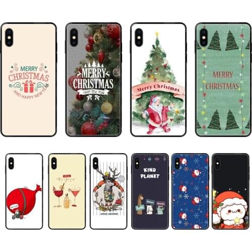 Black Soft TPU Cell Phone Case Fashionable Cute New Year Christmas Cartoon For Redmi 3S 4X 4A 5 5A 6 6A 7 7A 8 8A 8T 9 9A K20