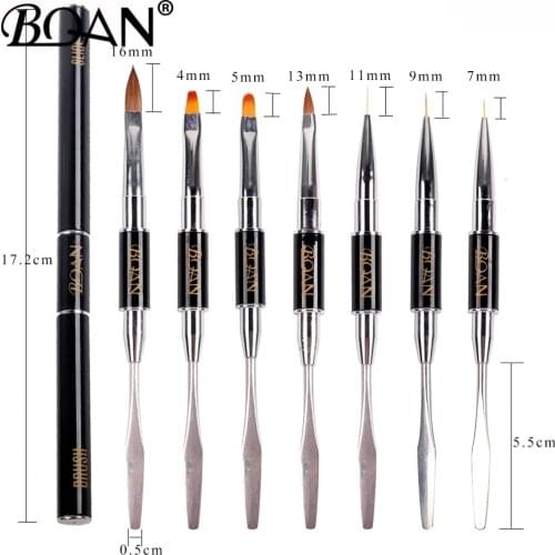 BQAN Dual-ended Acrylic Gel Nail Brush Liner Drawing Brush Spatula Tool Double Use Nail Art Painting DIY Nails Manicure Tool