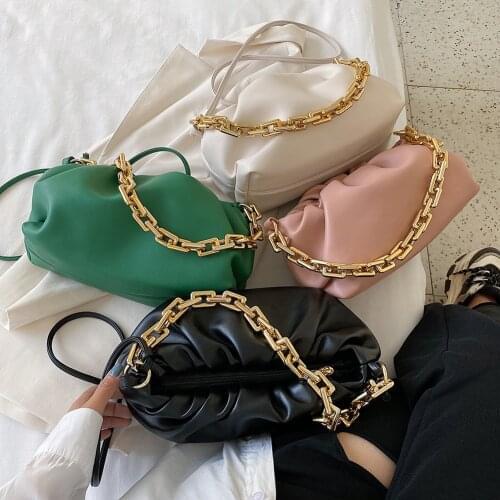 Elegant Women Chain Bag Leather Shoulder Handbags Female Clutch Evening Party Purse Women Cloud Underarm Shoulder Bag Totes