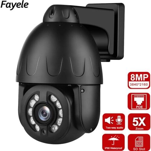 POE 5MP 4K 8MP PTZ Camera Pan Tilt 5X Zoom IR 50M Motion Detection Metal Dome MINI IP Camera SD Cloud Storage 2Way Audio P2P