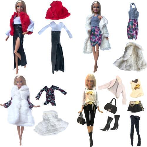 NK MIx Style Doll Dress Modern Skirt Casual Party Wear Fashion Coat Top Clothes For Barbie Doll Accessories Kids Toy JJ