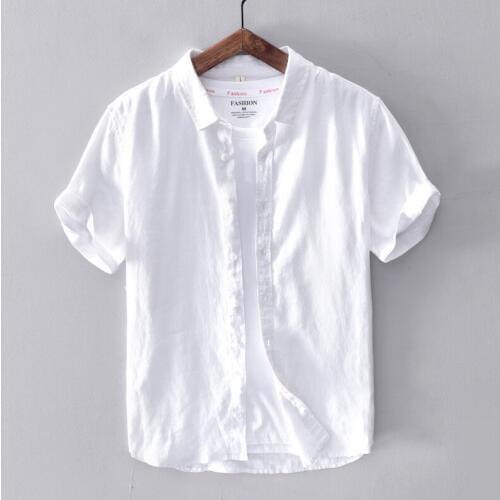 Summer linen Shirt casual mens short sleeved shirts breathes Cool shirt loose asia size High Quality