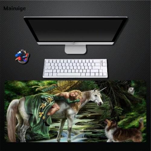 Mairuige Print River Side Unicorn Beauty Mouse Pad Does Not Fade Rubber + Cloth Pad Computer Large Game Comfortable Speed Pad